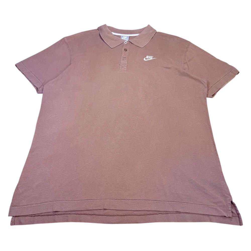 Vintage Nike Polo Shirt Mens L Brown Single Stitched Short Sleeve 336623-200